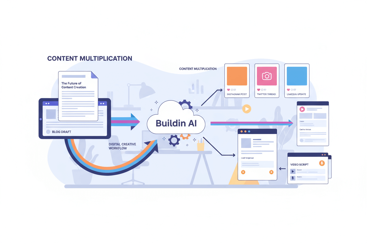 Переиспользование заметок и черновиков в различные форматы контента с помощью Buildin AI