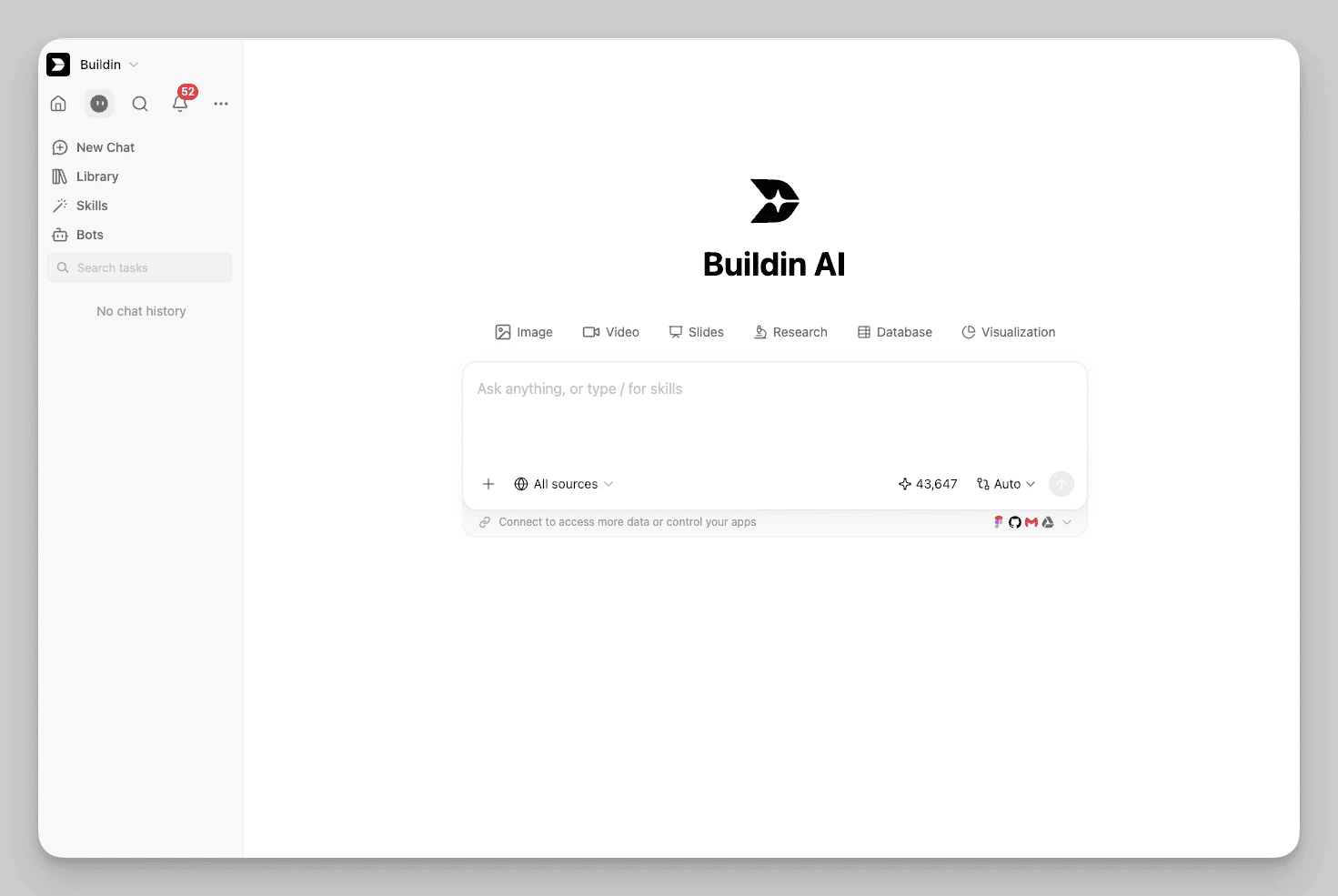 Buildin Agent with tools for research, images, presentations, and databases