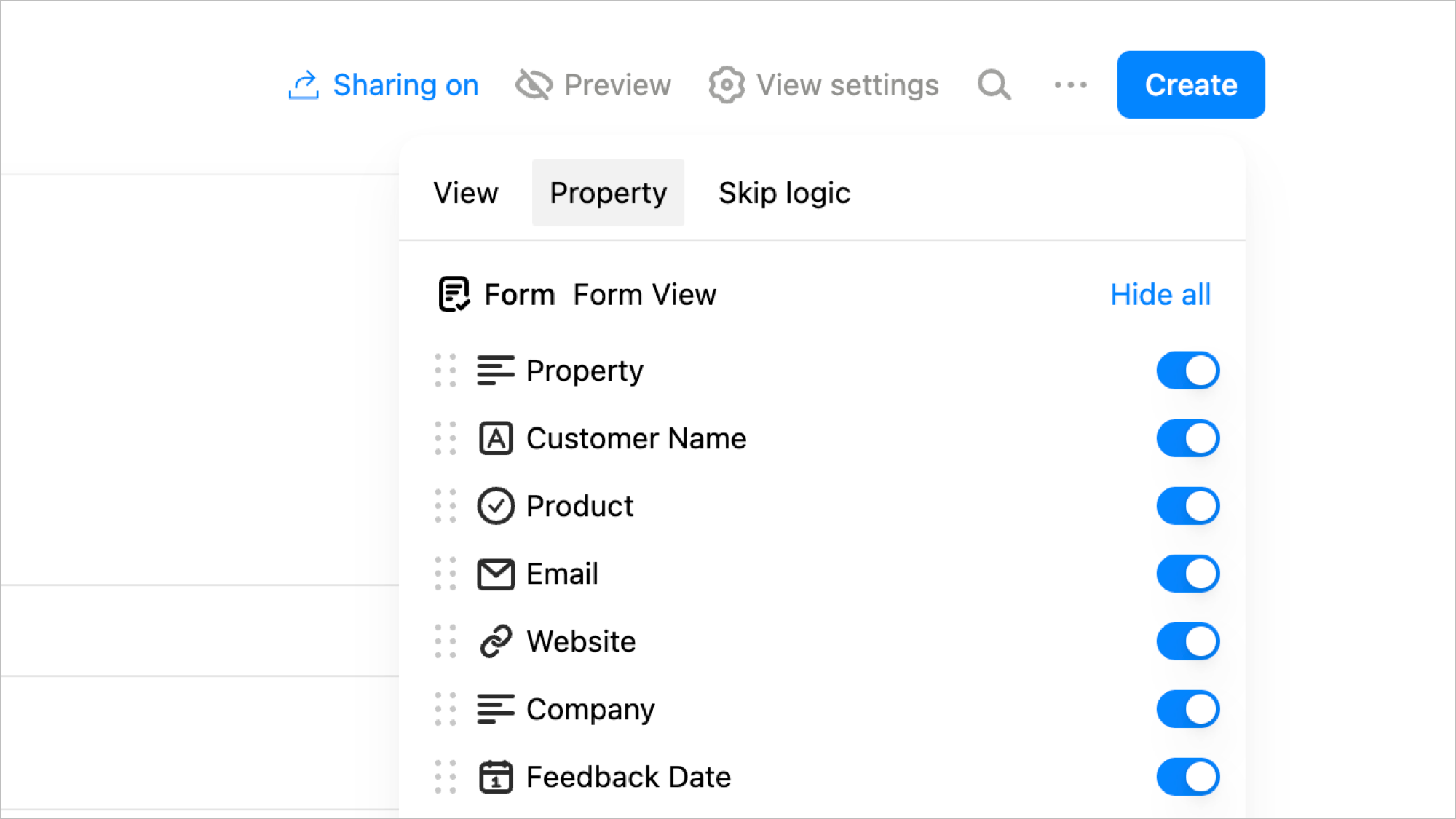 Adding fields and 20+ field types in the Buildin online form builder