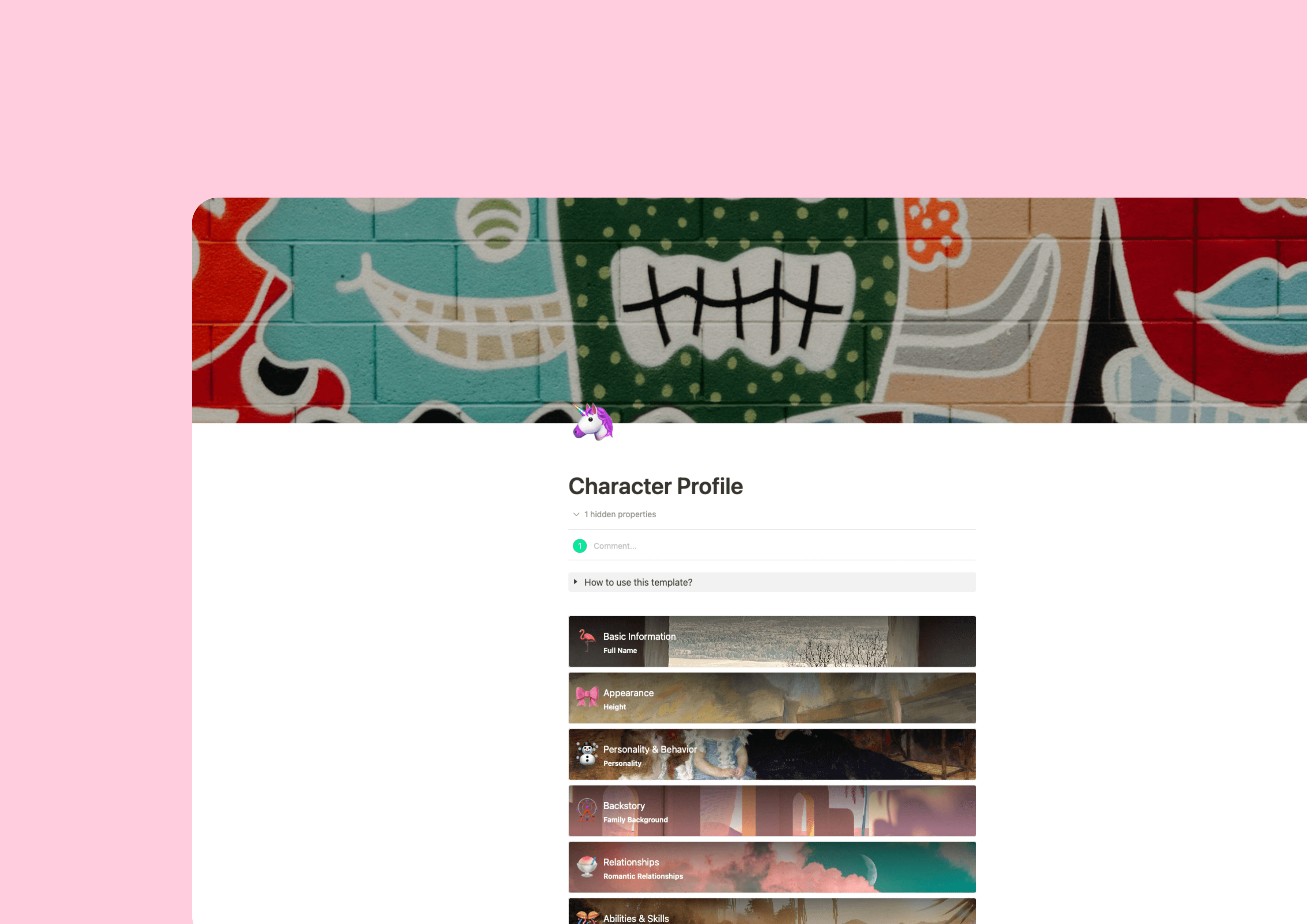 キャラクタープロフィールテンプレート