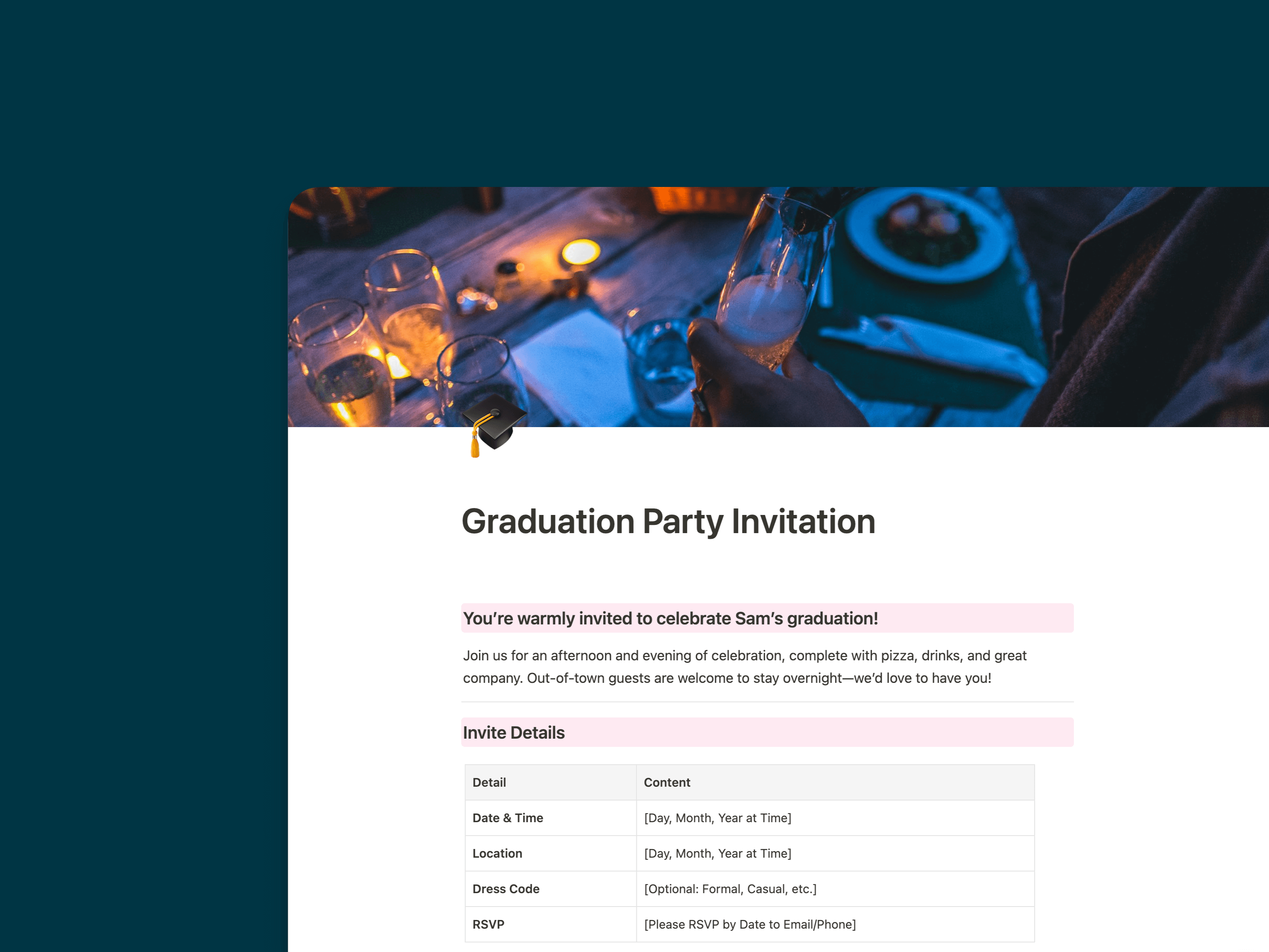 卒業式招待状テンプレート