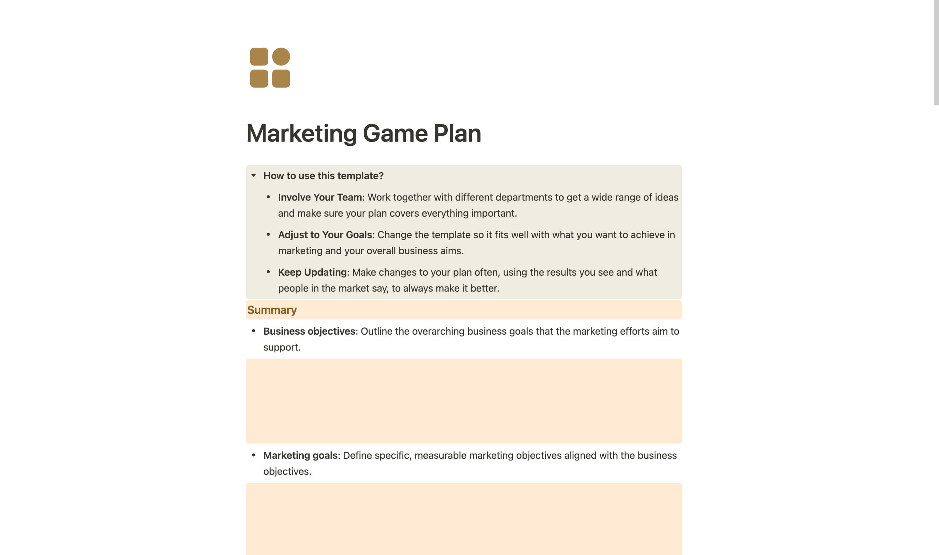 マーケティング戦略プランテンプレート