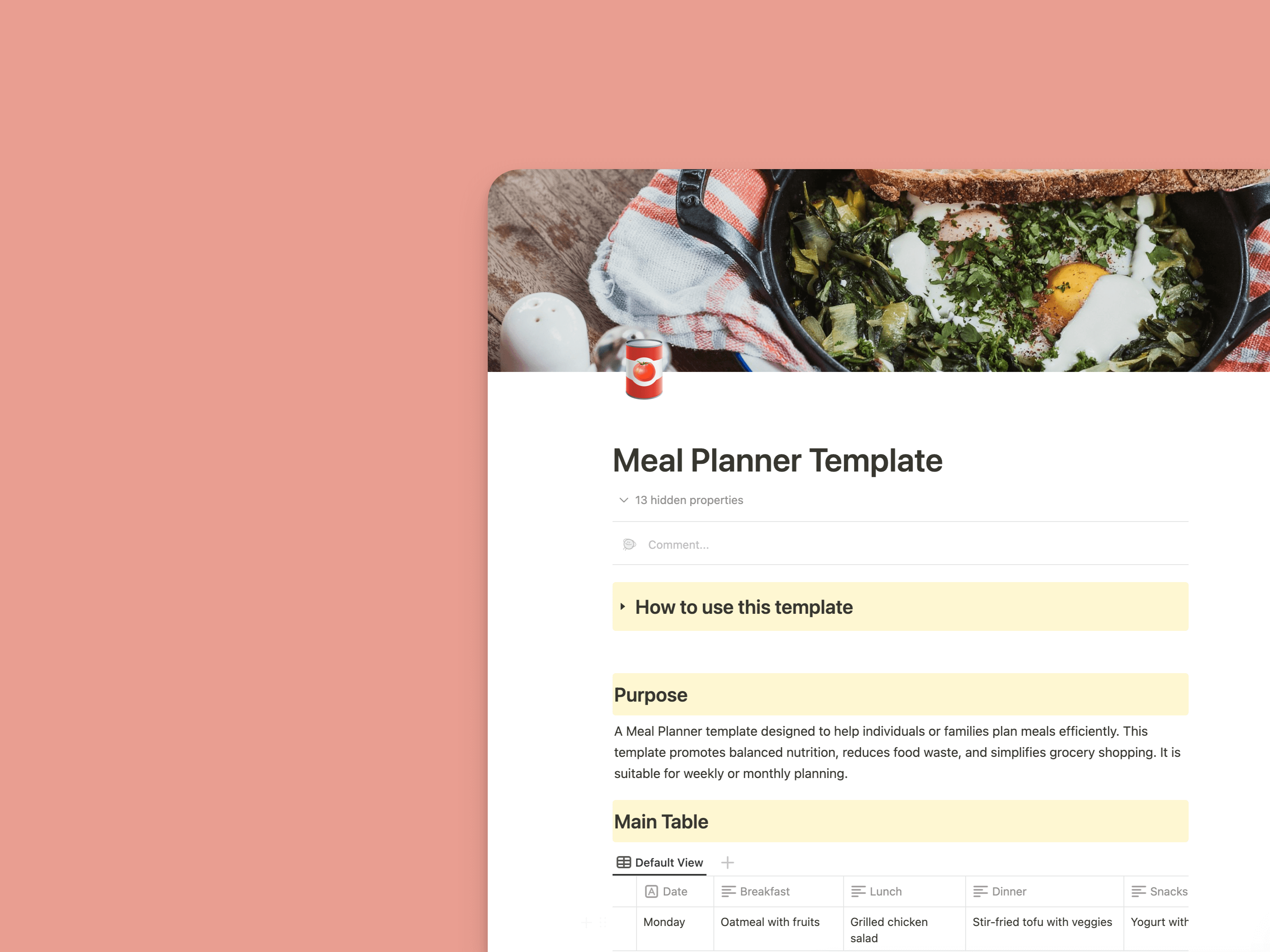 食事プランナーテンプレート