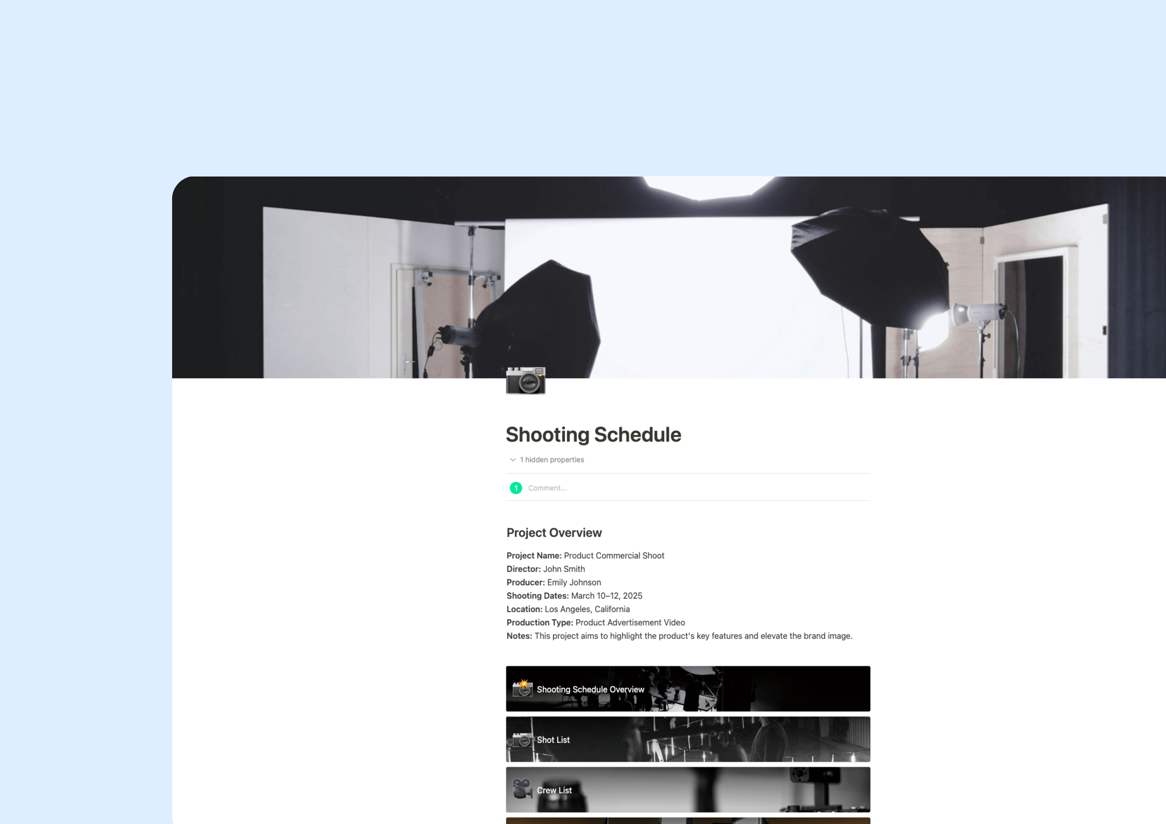 撮影スケジュール