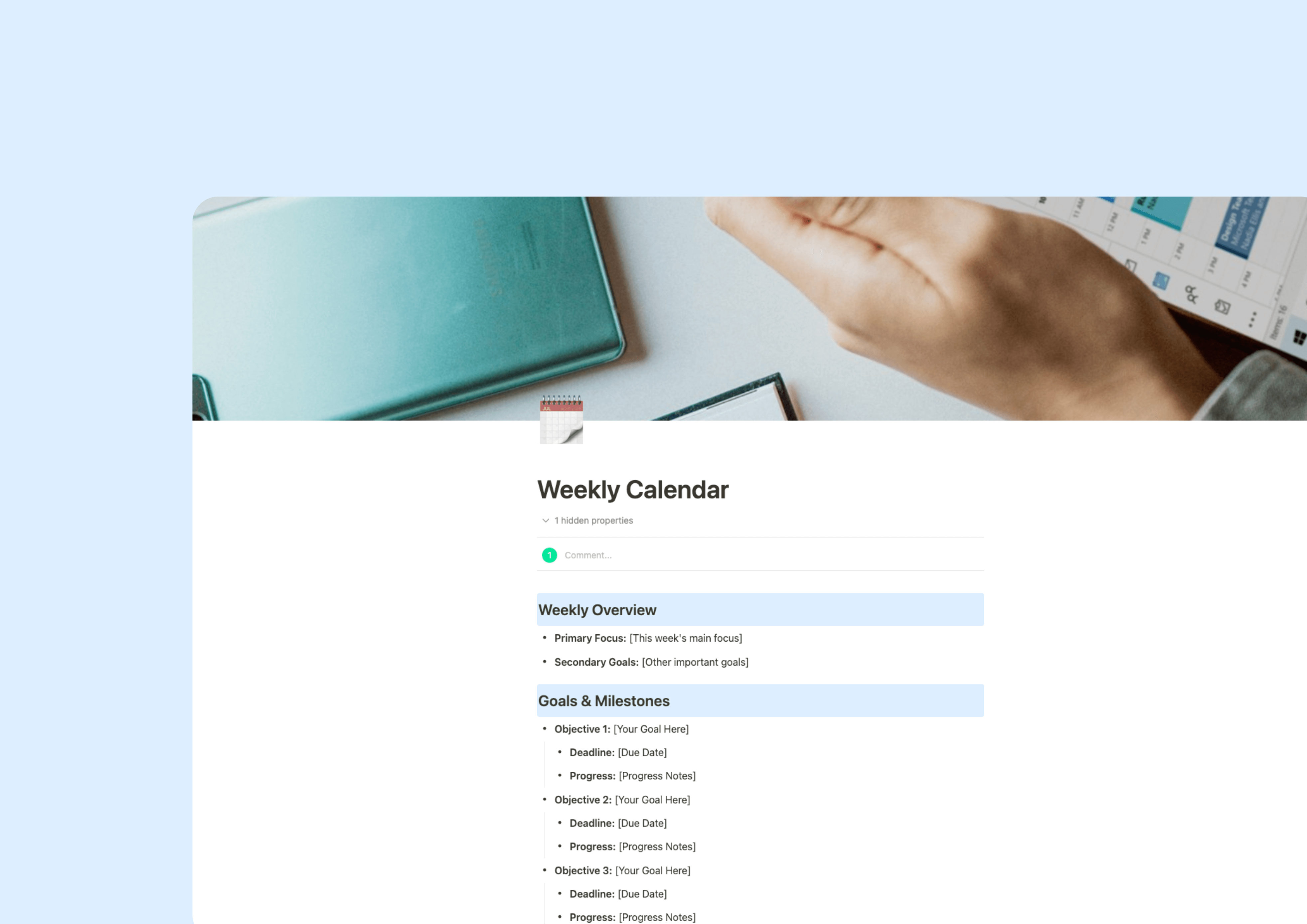週間カレンダーレイアウト